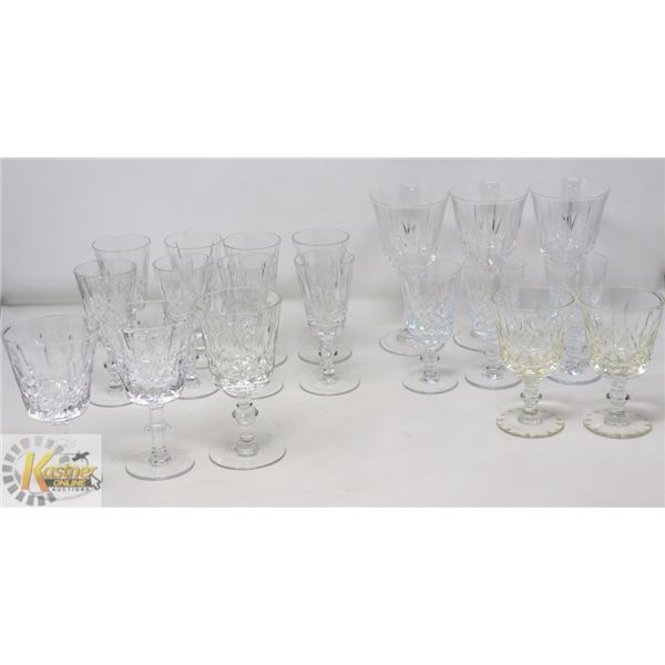 19PC OF CRYSTAL CROSS CUT WINE GLASSES