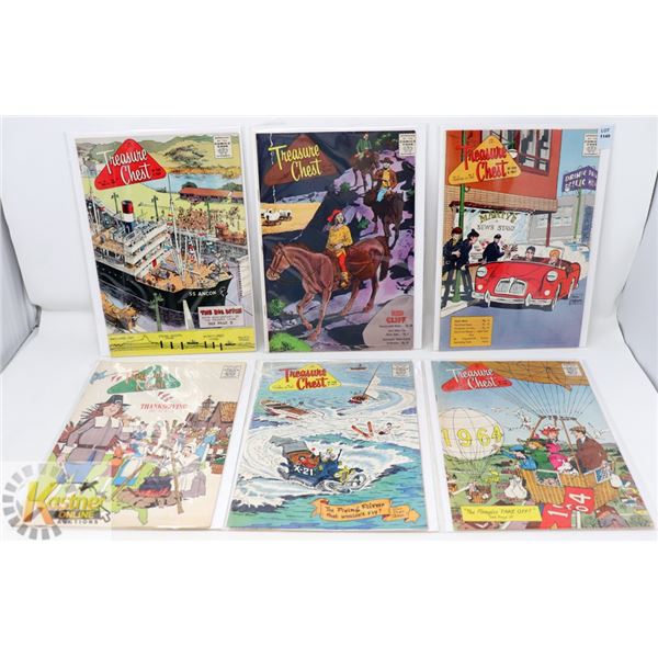 LOT OF 6- VINTAGE TREASURE CHEST COMICS