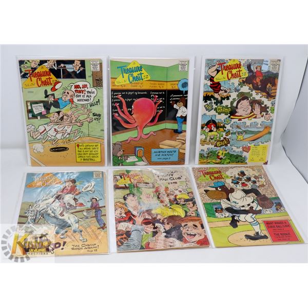 LOT OF 6- VINTAGE TREASURE CHEST COMICS