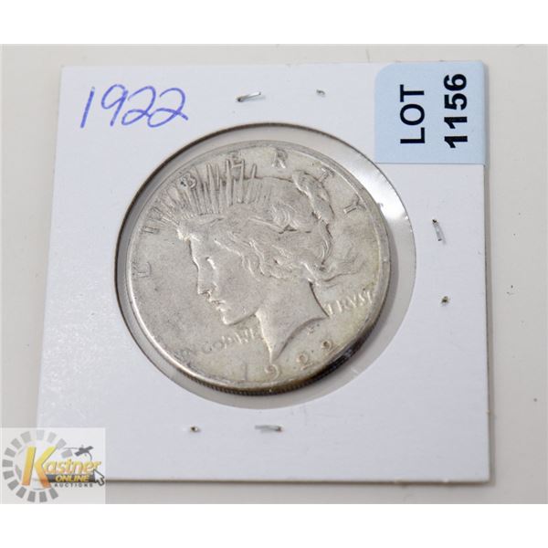 1922 USA SILVER PEACE DOLLAR COIN