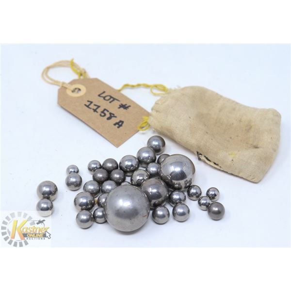 VINTAGE BAG OF STEELIE MARBLES