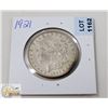 Image 1 : 1921 USA MORGAN SILVER ONE DOLLAR COIN