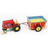 Image 1 : JAPAN MADE VINTAGE TIN TOY TRACTOR WITH TRAILER
