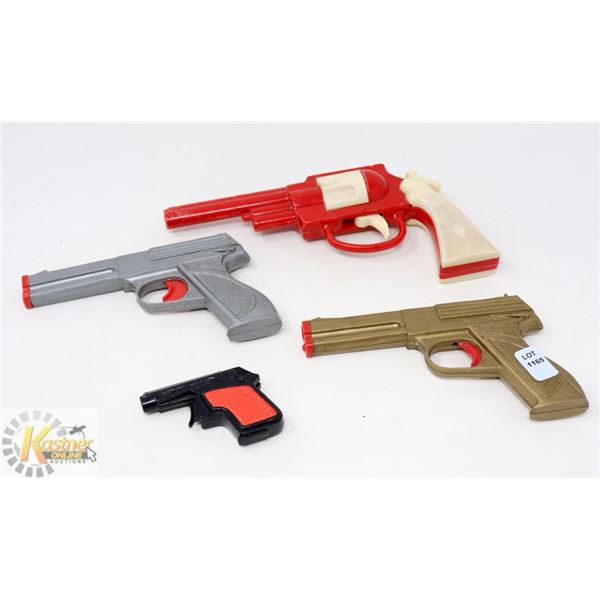 LOT OF 4- VINTAGE KIDS TOY GUNS-2 PLASTIC MADE IN