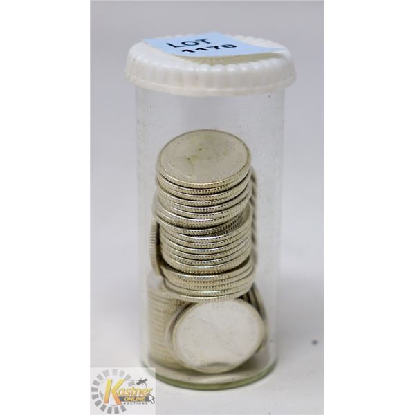 TUBE OF 50 1967 CANADIAN SILVER DIMES