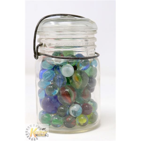 JAR OF VINTAGE MARBLES *MAY CONTAIN URANIUM*