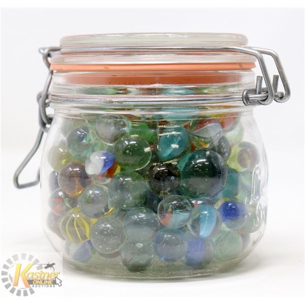 JAR OF VINTAGE MARBLES *MAY CONTAIN URANIUM*