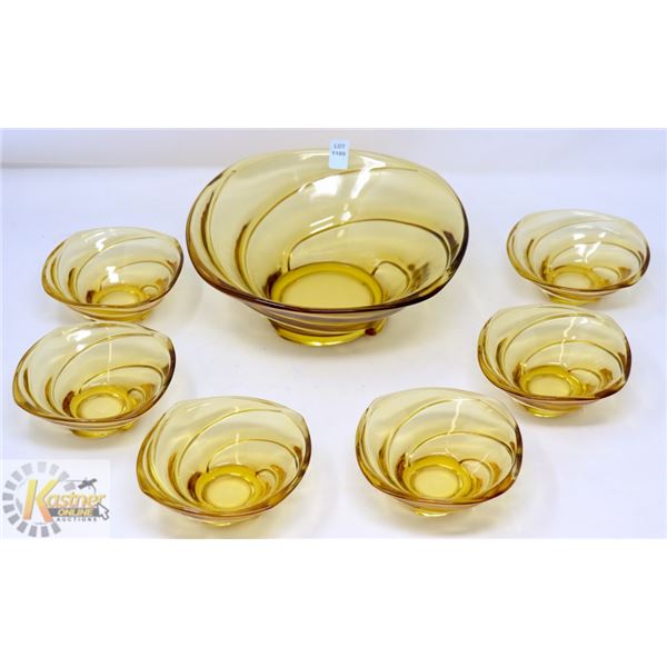 7PC MCM AMBER GLASS BOWL SET