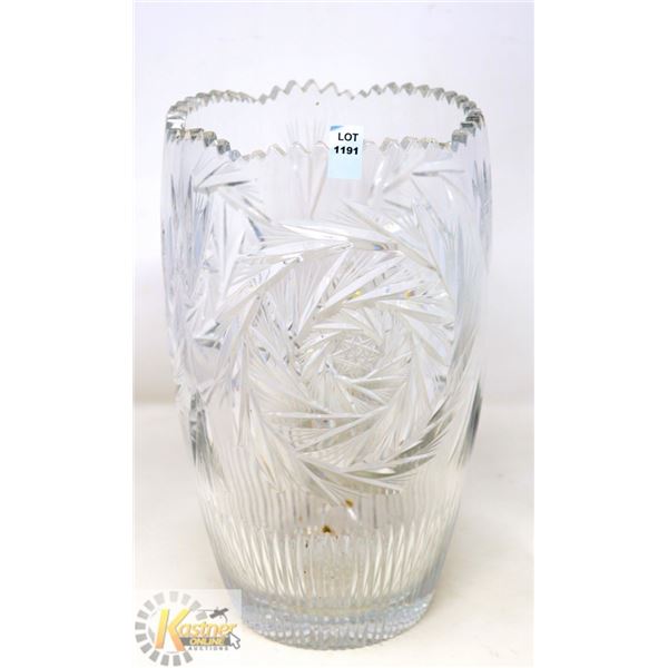 11" PINWHEEL CRYSTAL EDGED RIM  VASE
