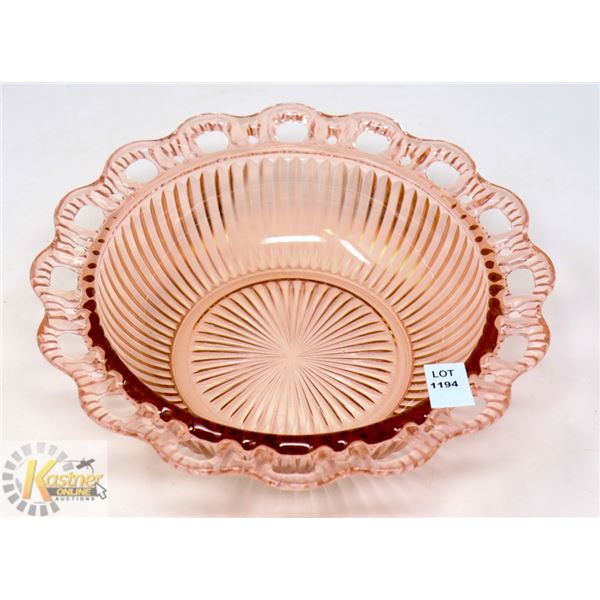 PINK "OLD COLONY" DEPRESSION GLASS W/ RIBBED &