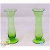 Image 1 : LOT OF 2- GREEN ETCHED SONSCO GLASS BUD VASES- 6"