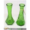 Image 1 : LOT OF 2- VINTAGE HOOSIER FOREST GREEN GLASS BUD