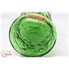Image 2 : 9.5" MCM GREEN DEPRESSION CABBAGE GLASS VASE- E.O