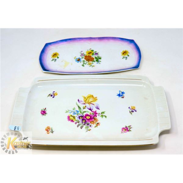 LOT OF 2- ESTATE CHINA SERVING TRAYS