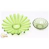 Image 1 : LOT OF 2- MCM GREEN GLASS SERVING DISHES; PLATTER