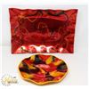 Image 1 : 2PC SET OF ABSTRACT RED/ YELLOW & BLACK HANDMADE