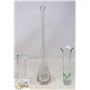 Image 1 : LOT OF 3  ASSORTED CRYSTAL & GLASS VASES