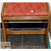 Image 1 : VINTAGE WOODEN VANITY STOOL W/ UPHOLSTERED TOP