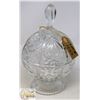 Image 1 : CRYSTAL CUT LIDDED CANDY DISH- 11" TALL X 6.5"