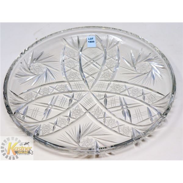 11.5" HAND CUT LEAD PINWHEEL CRYSTAL ROUND PLATTER