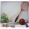 Image 1 : BOX OF VINTAGE OUTDOOR KIDS TOYS; GOLF/ TENNIS/