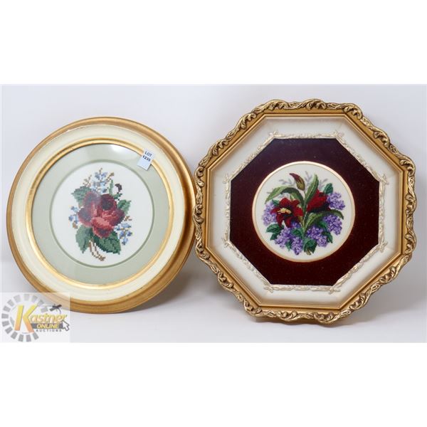 2 NEEDLEPOINT SMALL WALL HANGINGS