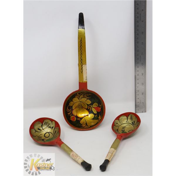 BOX OF HAND PAINTED WOODEN SPOONS