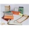 Image 1 : TRAY WITH VINTAGE NOTE PADS, CHEQUE BOOKS AND