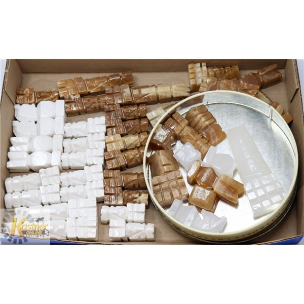 ASSORTED ALABASTER CHESS PIECES
