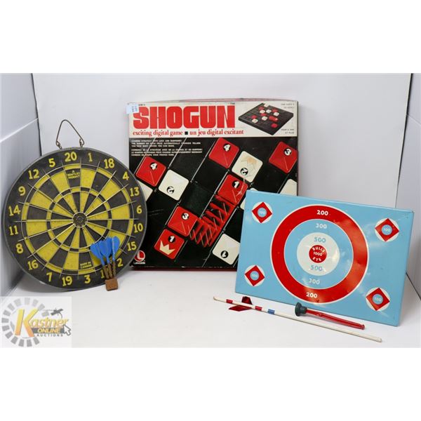 LOT OF 3 CHILDREN'S GAMES; TIN BULLSEYE, SMALL