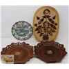 Image 1 : LOT OF HAND CARVED MADE IN INDIA WOODEN PLAQUES
