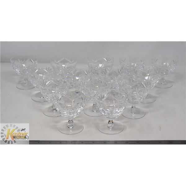 14PC PINEAPPLE CUT CRYSTAL DRINKING GLASSES-