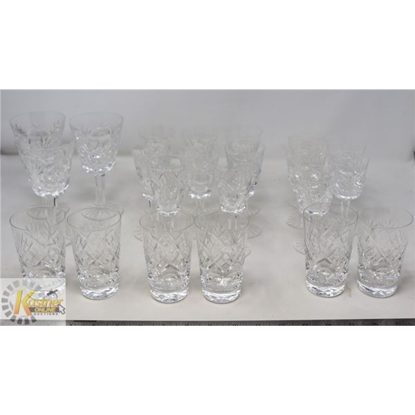 22PC WATERFORD CRYSTAL CUT STEMWARE