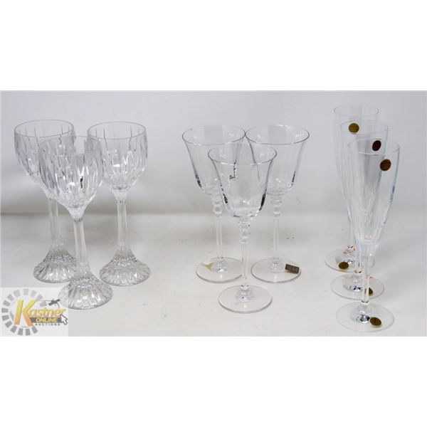 9 PCS OF VARIOUS CRYSTAL WINE GLASSES