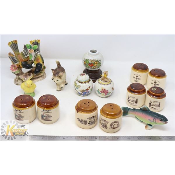 ESTATE FLAT OF ASSORTED SALT & PEPPER SHAKERS