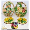Image 1 : 1960'S LOT OF 5 FLORAL CHALKWARE WALL HANGINGS