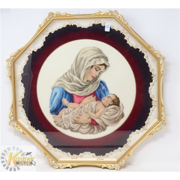 20" X 20" FRENCH PROVINCIAL FRAMED PETIT POINT