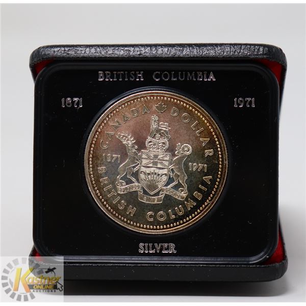 1971 CANADA  CENTENNIAL B.C. SILVER ONE DOLLAR
