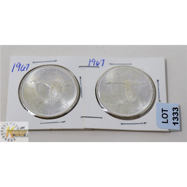 LOT OF 2 1967 CANADA CENTENNIAL SILVER ONE