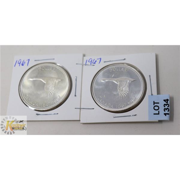 LOT OF 2 1967 CANADA CENTENNIAL SILVER ONE