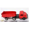 Image 1 : ANTIQUE TIN FRICTION RED DUALLY TRUCK W/ DUMP BOX