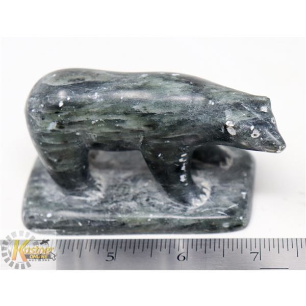 HAND CARVED SOAPSTONE POLAR BEAR ORNAMENT