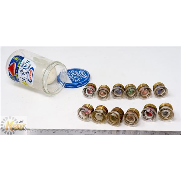 JAR OF OLD VINTAGE BULB FUSES