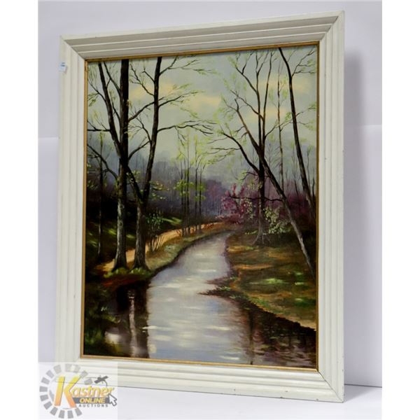 ESTATE FRAMED 34.5" X 28.5" OIL ON CANVAS -