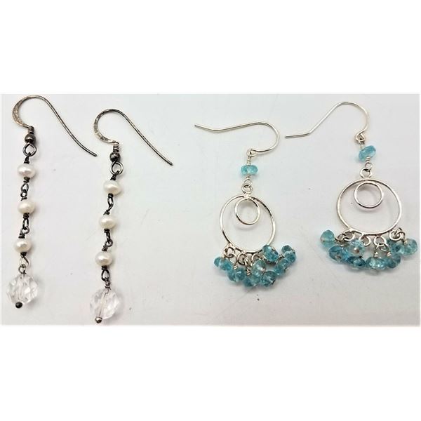 ESTATE 2 PAIRS OF 925 SILVER DROP EARRINGS