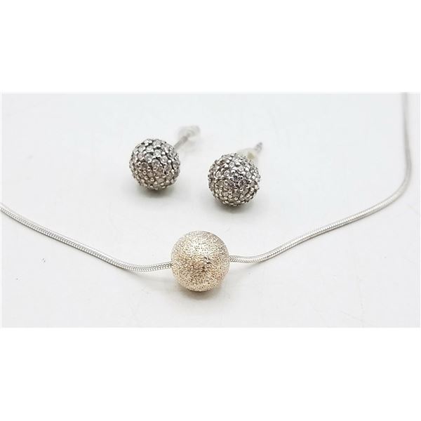 ESTATE 925 LOT OFSILVER GLASS 18" NECKLACE/EARRING