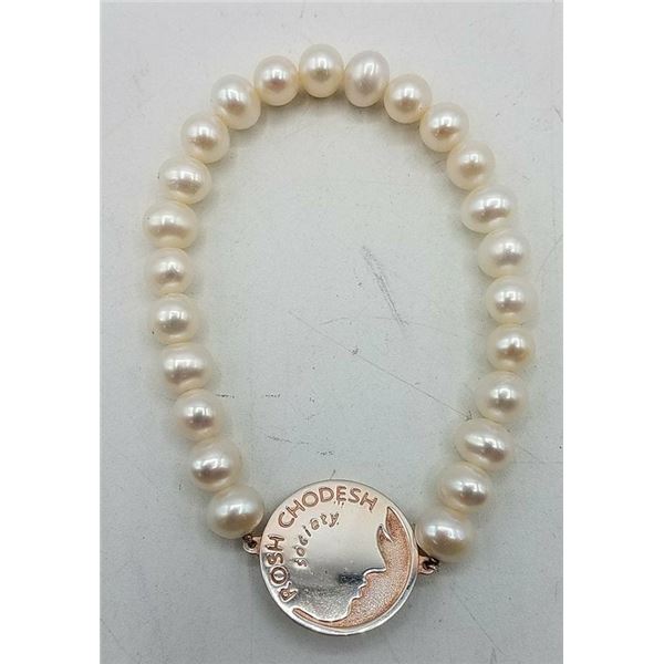 ESTATE 925 SILVER & AUTHENTIC PEARL BRACELET