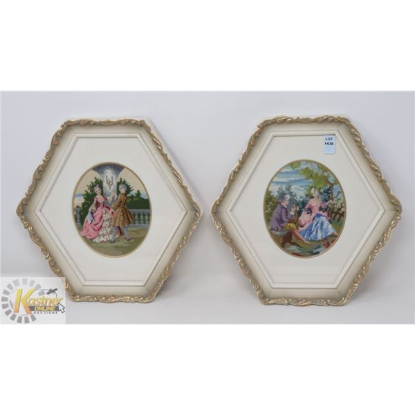 LOT OF 2- 10.5" X 10" HEXAGON SHAPED FRENCH PROV