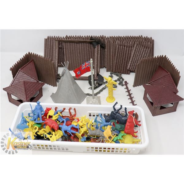 BOX OF VINTAGE "COWBOYS & INDIANS" OLD FORT