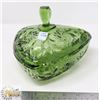 Image 1 : GREEN DEPRESSION CUT GLASS LIDDED CANDY DISH